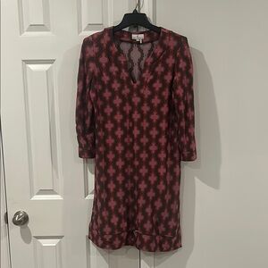 Jude Connally Red Abstract Tunic Dress